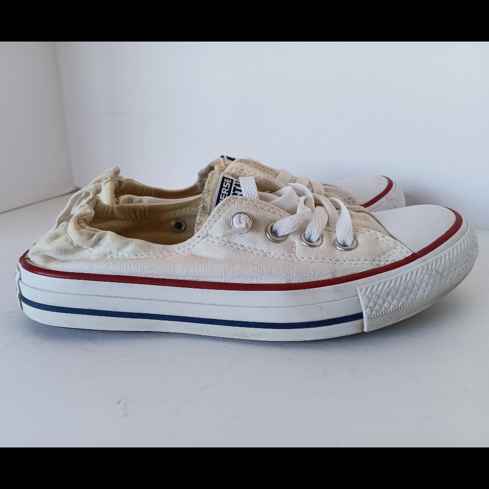 🤍 Converse All Star White Canvas Sneakers Shoes Womens 7 White Low Slip - Picture 4 of 15